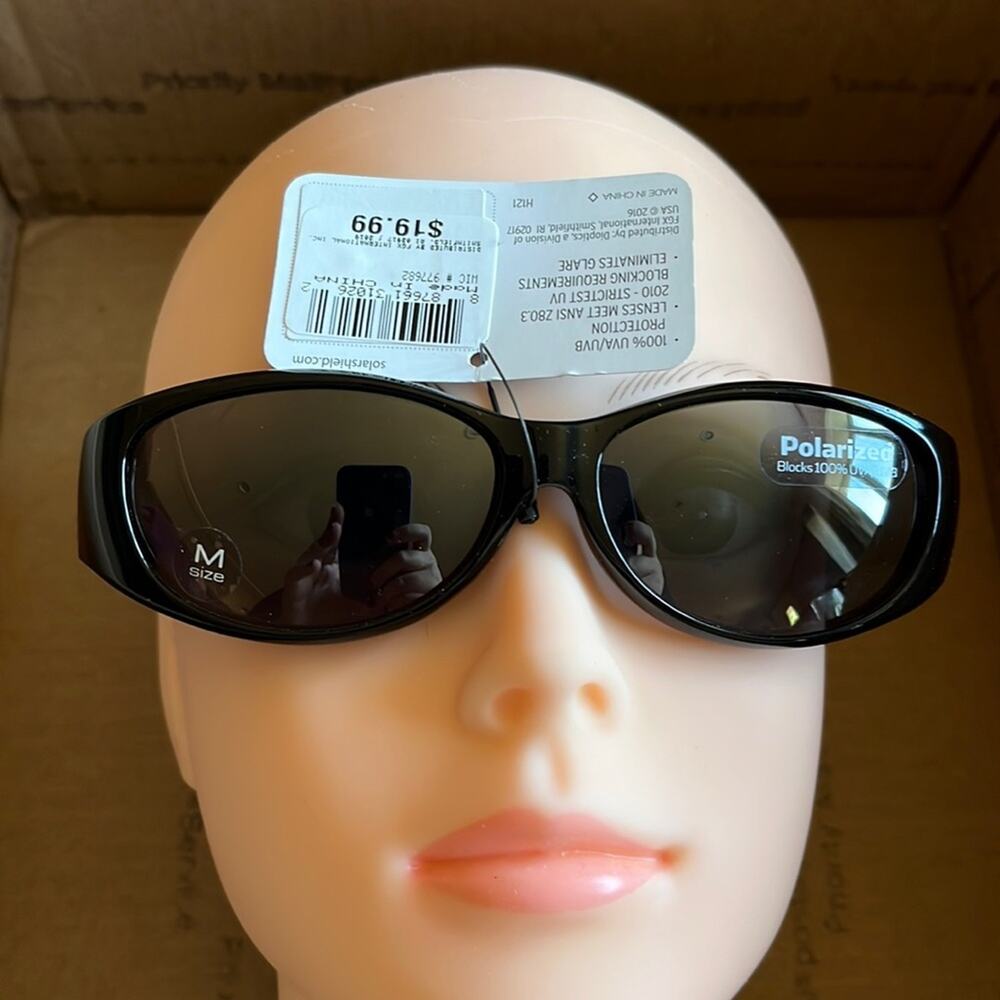 Solar Shield Fits Over Polarized Rectangular Sunglasses Black M